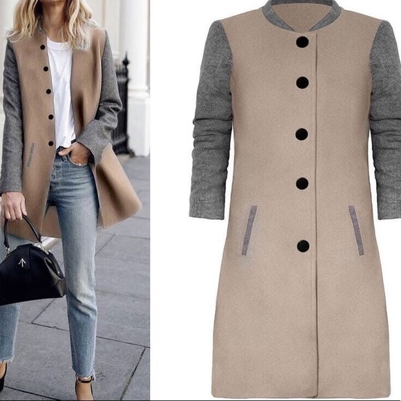 Jackets & Blazers - Gray beige jacket coat